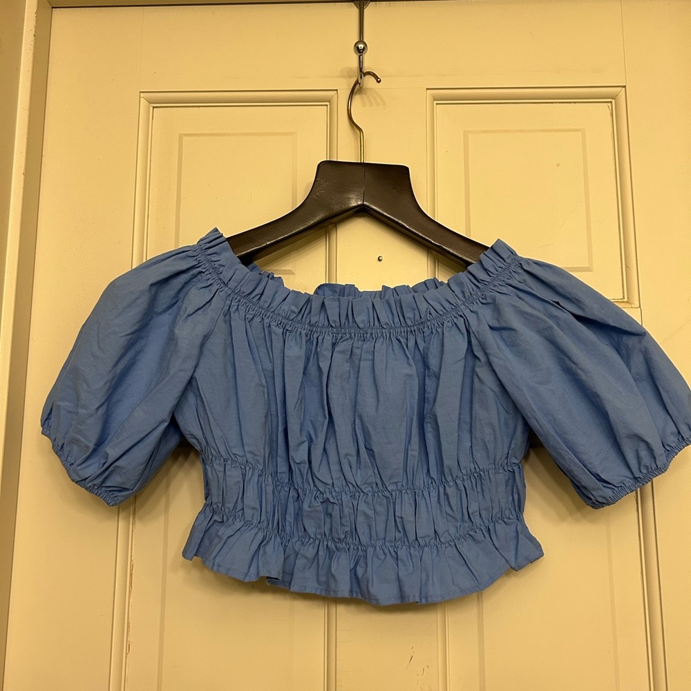 Zara Blue Off-Shoulder Blouse